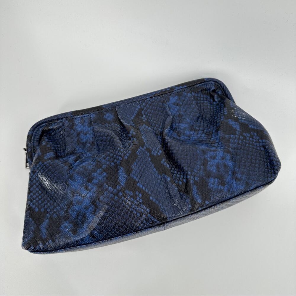 Clemente Vintage Blue Snake Leather Clutch - Picture 4 of 7